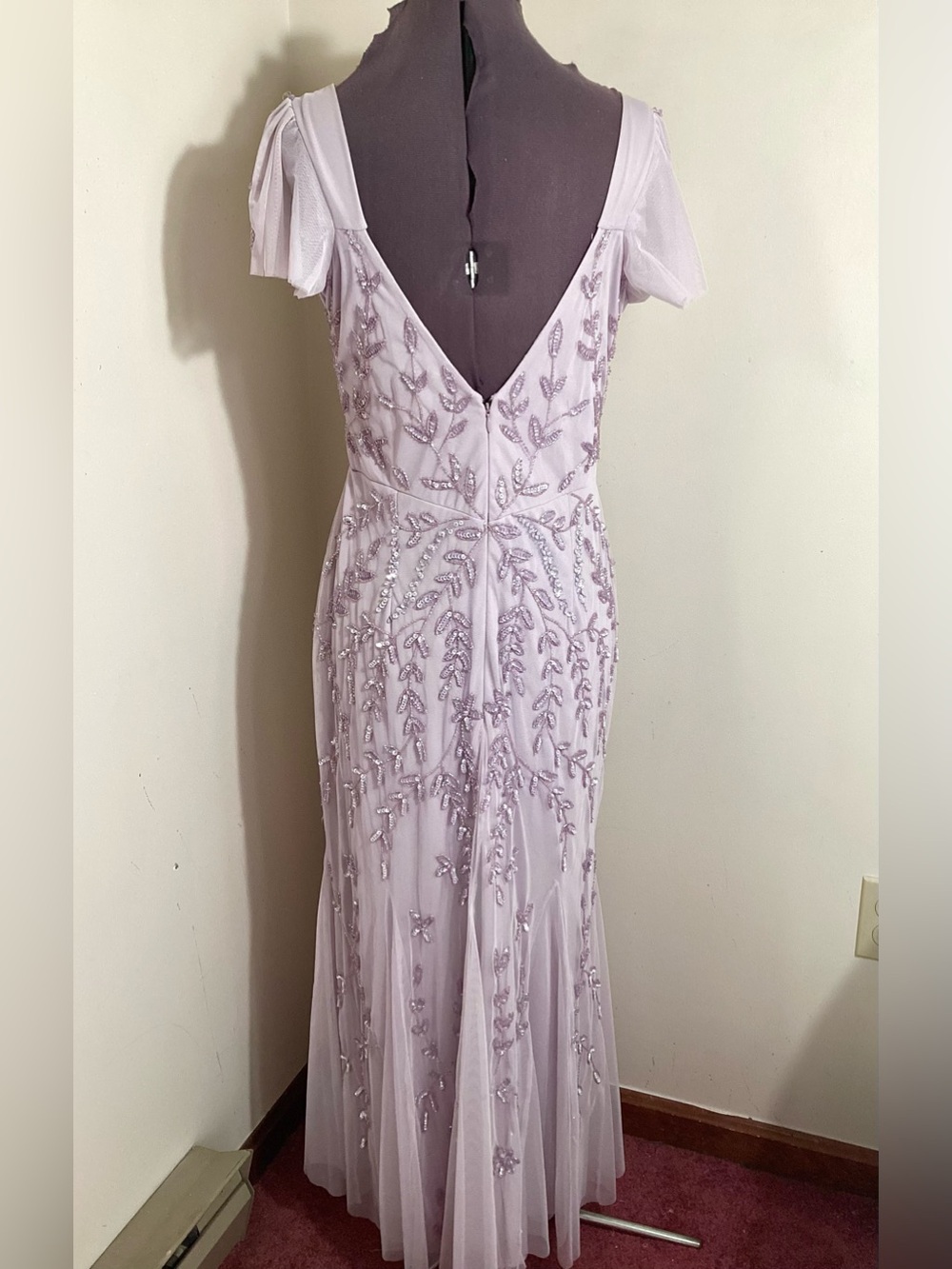 Marina Lavender Beaded Godet Gown Size M/L - Picture 3 of 15